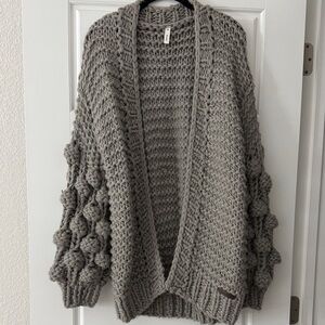 Wishlist Chunky Knit Cardigan in Gray